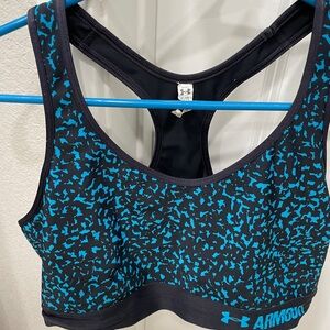 Under Armour Women's Black and Teal Sports Bra